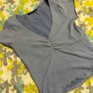 Brandy Melville Gray Ruched Cap Sleeve Blouse
